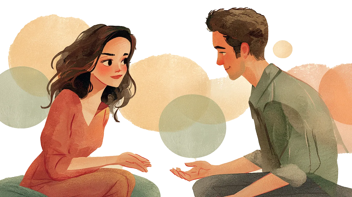 Two partners sitting in conversation, the beginning of the work
