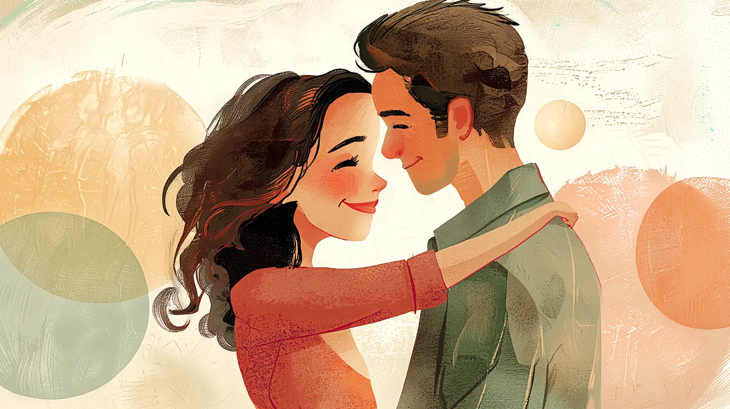 Two partners in a close embrace, a warm hug